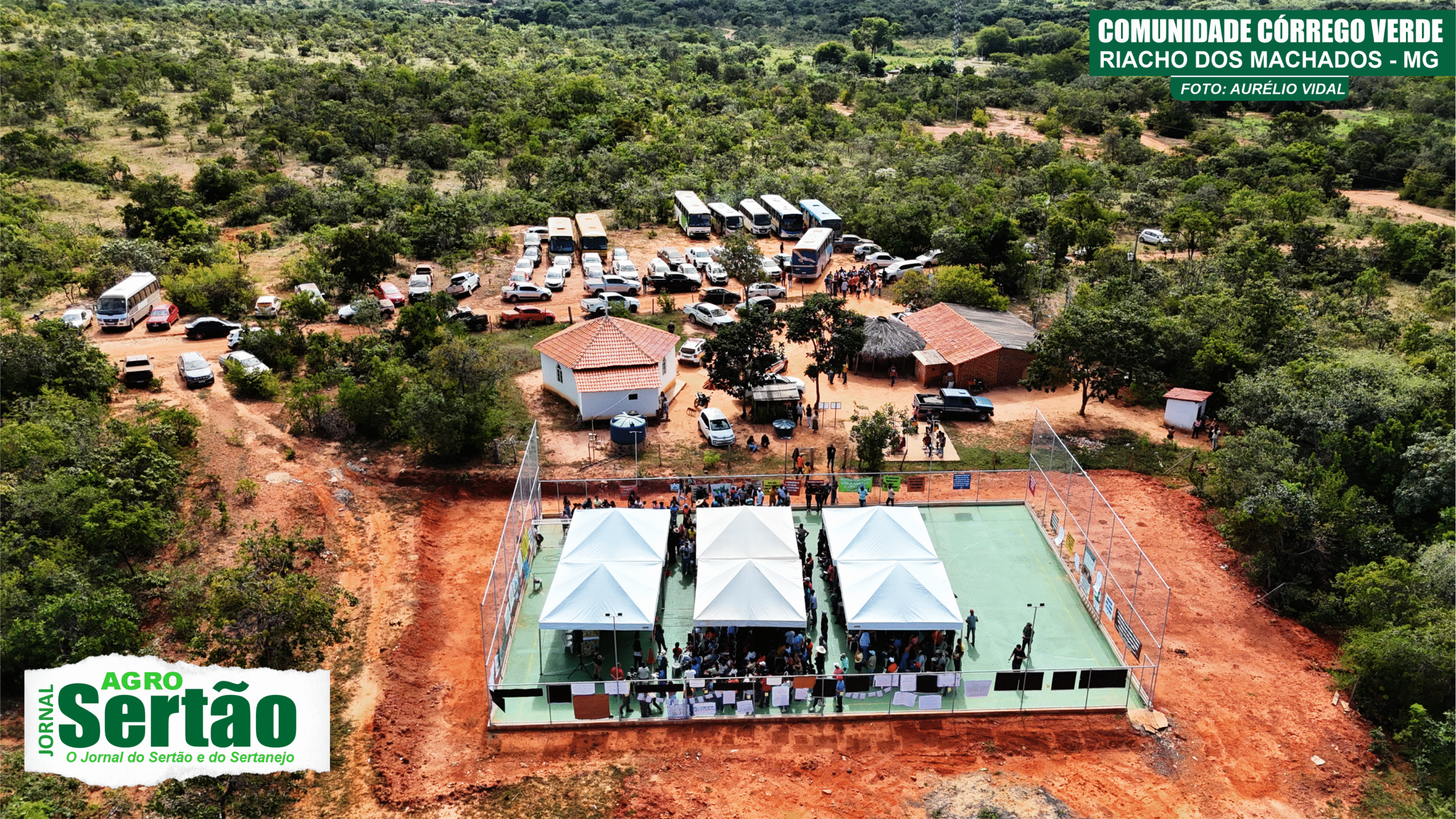 Vista aérea da comunidade rural de Córrego Verde